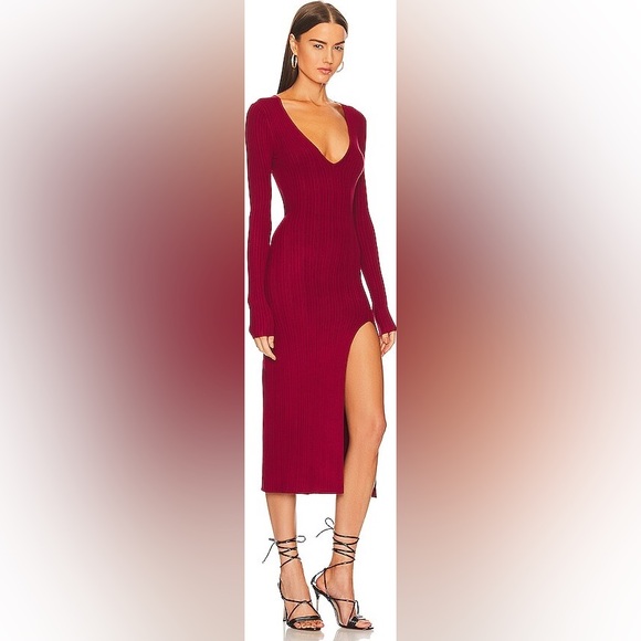 Michael Costello x REVOLVE Variegated Rib Long Sleeve Bodycon Dress NWT XS - Picture 4 of 11